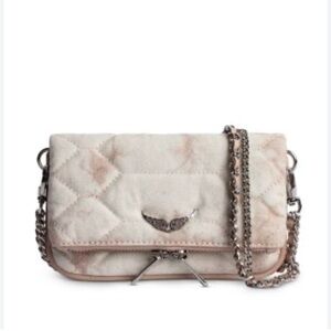Zadig & Voltaire Rock Nano Quilted Tie Dye Shoulder Bag Pink White Dustbag NEW